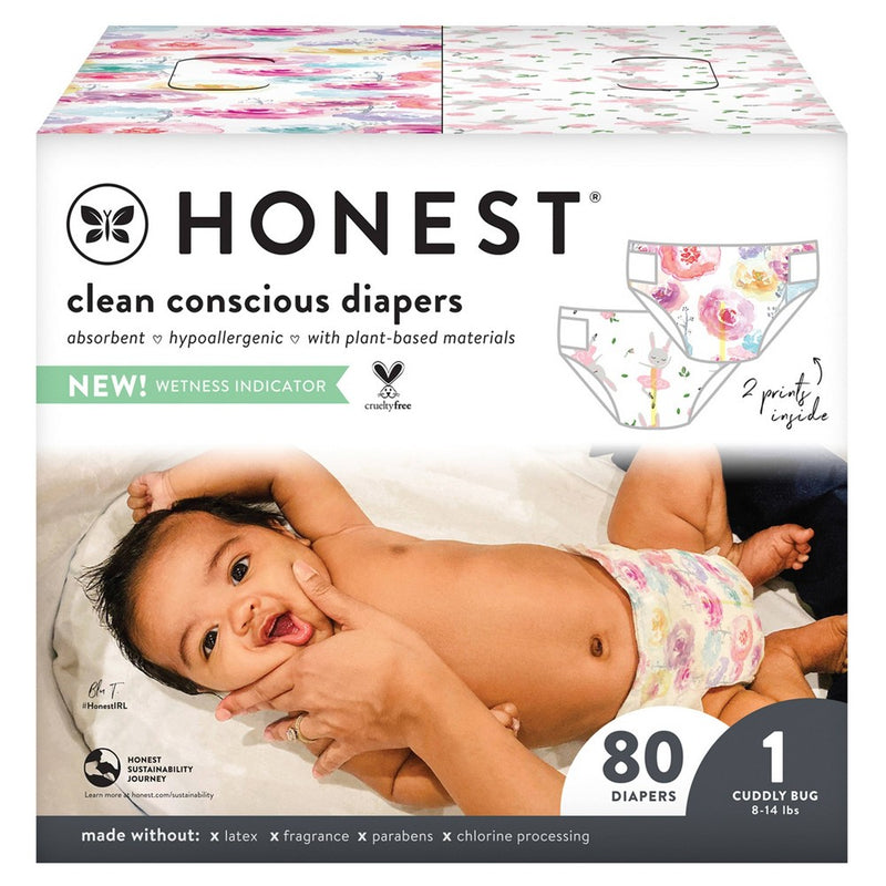 The Honest Company Disposable Diapers Tutu Cute & Rose Blossom - Size 1 (80ct)