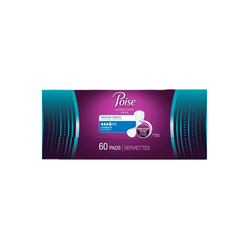 Poise Ultra Thin Postpartum Incontinence Fragrance Free Pads - Moderate Absorbency - Regular - 60ct