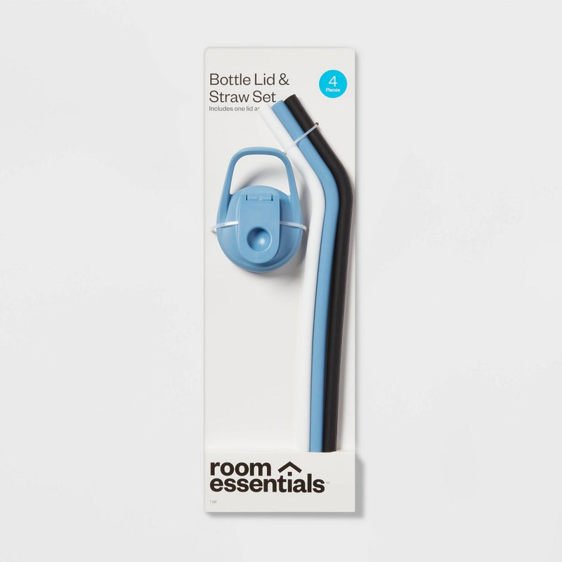 Tracker Chug Lid and 3 Silicone Straws Blue - Room Essentials™