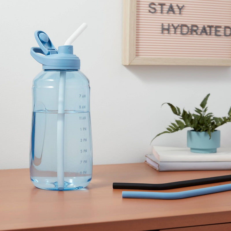 Tracker Chug Lid and 3 Silicone Straws Blue - Room Essentials™