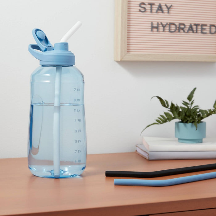Tracker Chug Lid and 3 Silicone Straws Blue - Room Essentials™