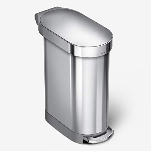 simplehuman 45 Liter / 12 Gallon Slim Hands-Free Kitchen Step Trash Can with Liner Rim, Brushed Stainless Steel (LOCAL PICKUP ONLY)