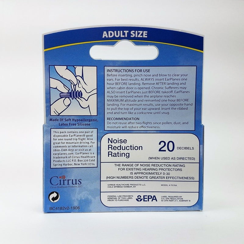 EarPlanes AEP Earplugs - 1 pair