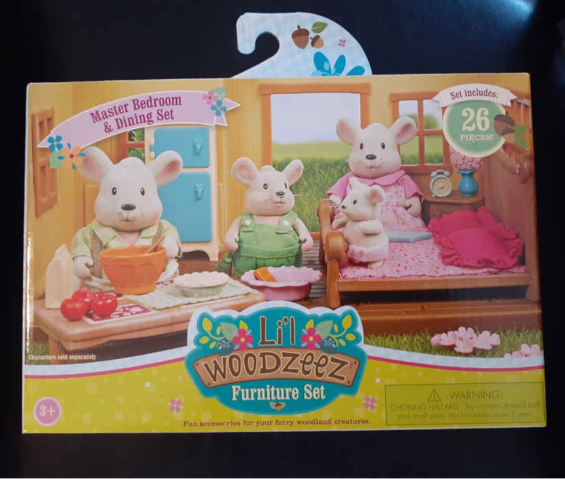 Li'l Woodzeez Miniature Furniture Playset 26pc - Master Bedroom & Dining Set