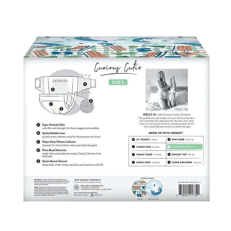 The Honest Company Disposable Diapers - Snow Much Fun & Sled Up - Size 5 - 50ct