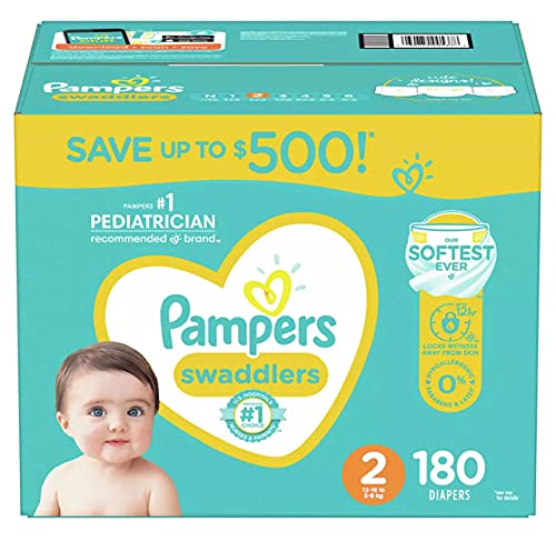 Pampers Swaddlers Disposable Diapers Size 2, 180 Count
