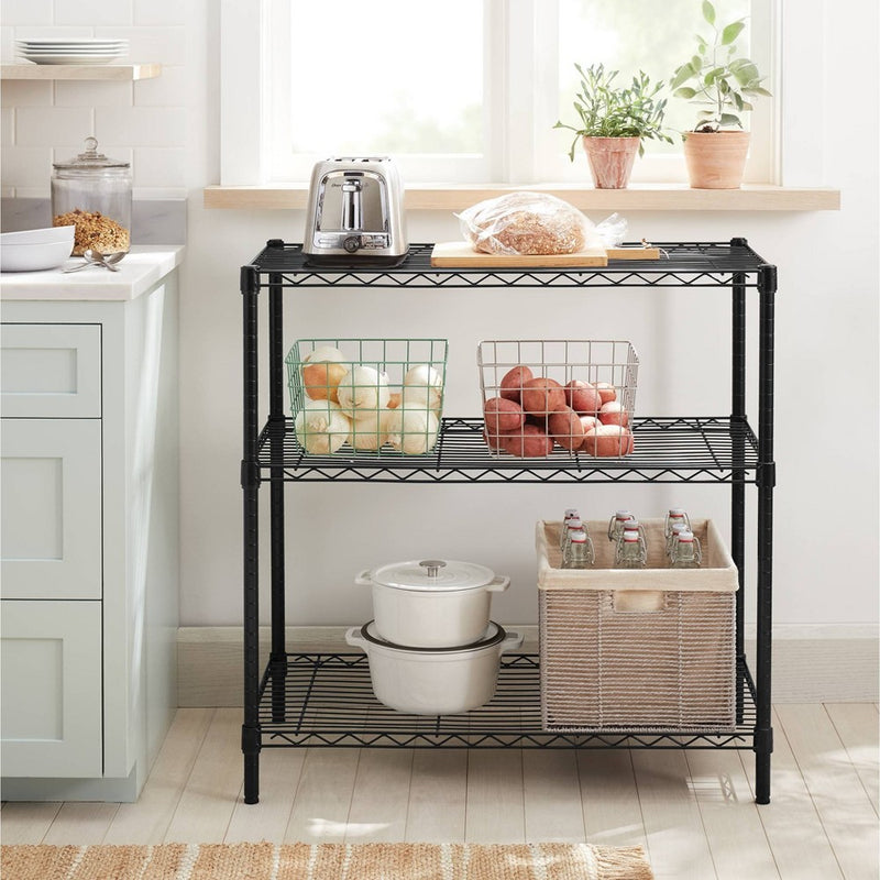 3 Tier Wide Wire Shelving Black - Brightroom™ (LOCAL PICKUP ONLY)