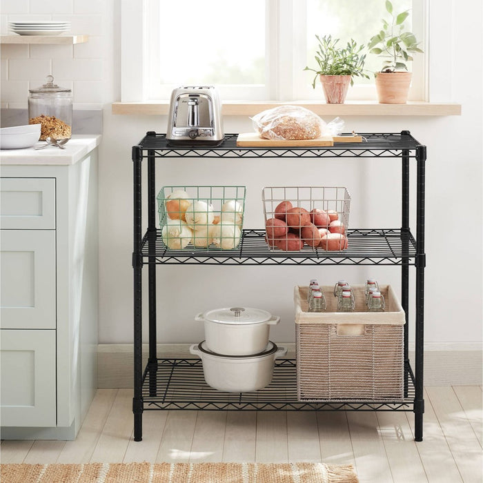 3 Tier Wide Wire Shelving Black - Brightroom™ (LOCAL PICKUP ONLY)