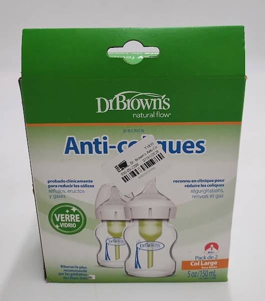 Dr. Brown's Options+ Wide-Neck Anti-Colic Glass Baby Bottle - 5oz/2pk
