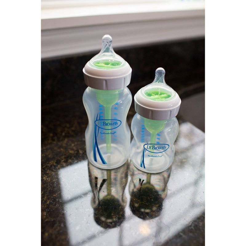 Dr. Brown's Options+ Wide-Neck Anti-Colic Glass Baby Bottle - 5oz/2pk