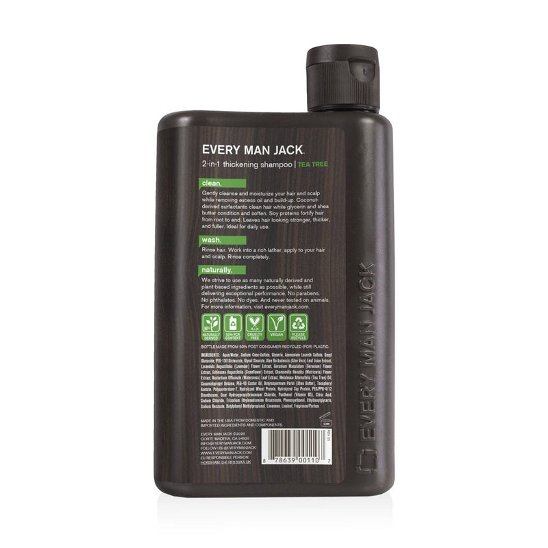 Every Man Jack Men's 2-in-1 Thickening Shampoo and Conditioner with Coconut, Aloe, and Tea Tree Oil - 13.5 fl oz
