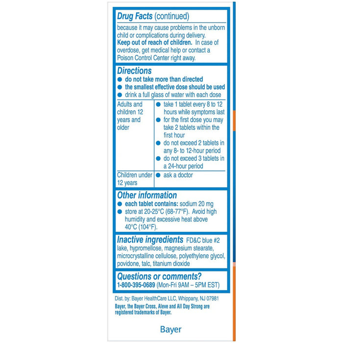 Aleve Back & Muscle Pain Relief Naproxen Sodium Tablets (NSAID) - 50ct