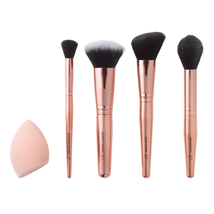 e.l.f. Complexion Essentials Kit - Brush & Sponge Set (4 Brushes & Face Sponge)