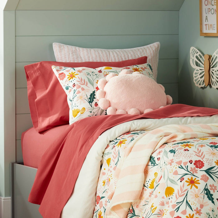 Toddler Solid Cotton Sheet Set Rose - Pillowfort™