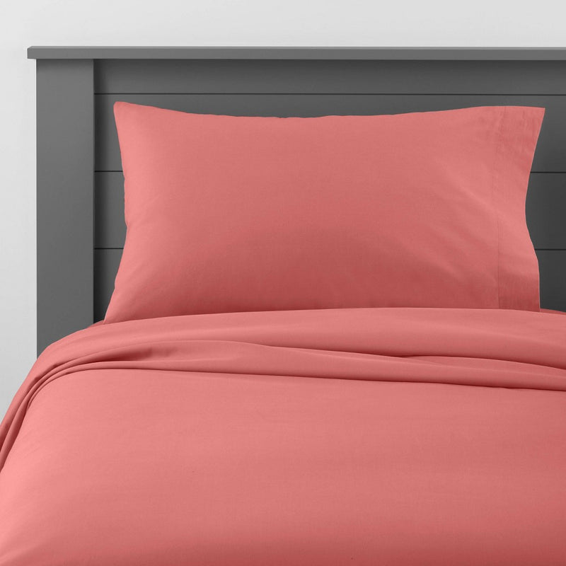 Toddler Solid Cotton Sheet Set Rose - Pillowfort™