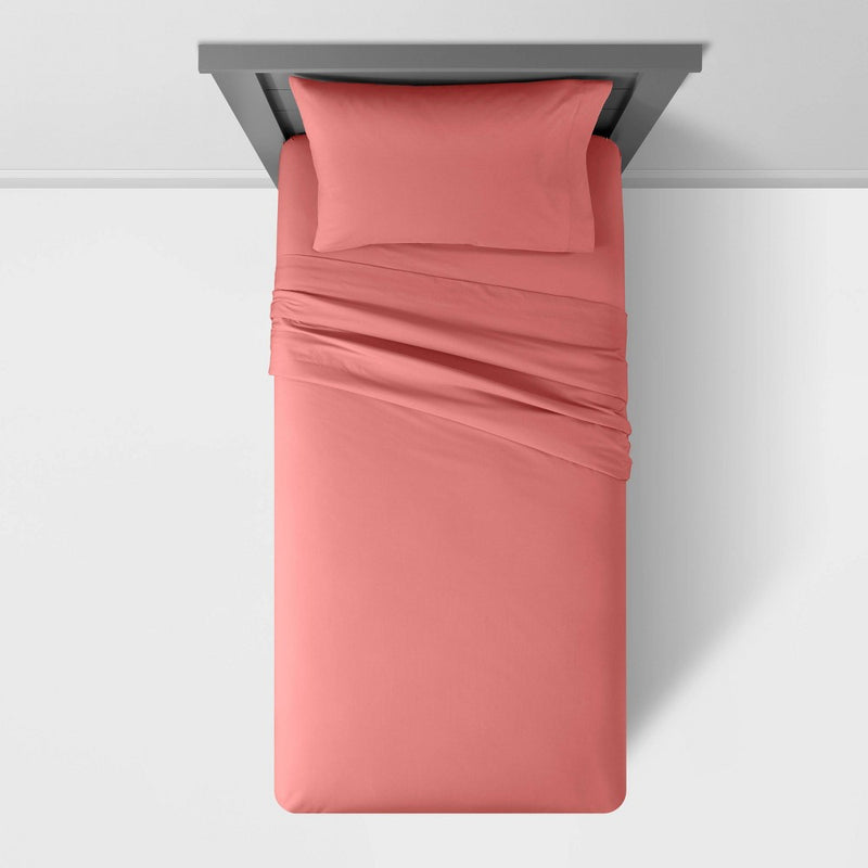 Toddler Solid Cotton Sheet Set Rose - Pillowfort™