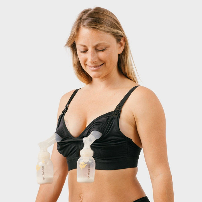 Simple Wishes Women's All-in-One SuperMom Nursing and Pumping Bralette - Black L