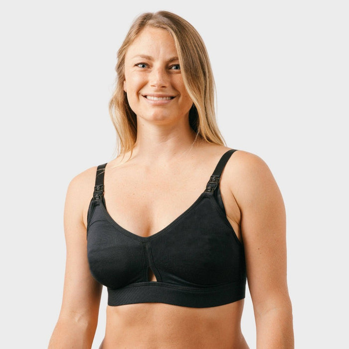 Simple Wishes Women's All-in-One SuperMom Nursing and Pumping Bralette - Black L
