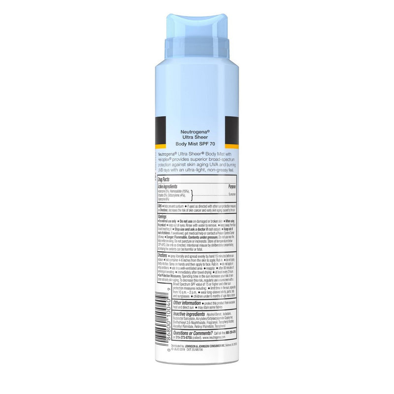 Neutrogena Ultra Sheer Sunscreen Spray - SPF 70 - 5oz EXP: 09/2026