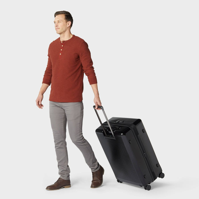 29" Hardside Checked Spinner Suitcase Black - Open Story™ (LOCAL PICKUP ONLY)