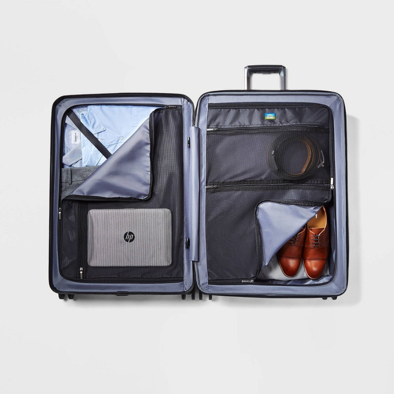 29" Hardside Checked Spinner Suitcase Black - Open Story™ (LOCAL PICKUP ONLY)