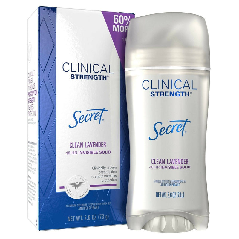 Secret Clinical Strength Invisible Solid Antiperspirant and Deodorant for Women - Clean Lavender - 2.6oz