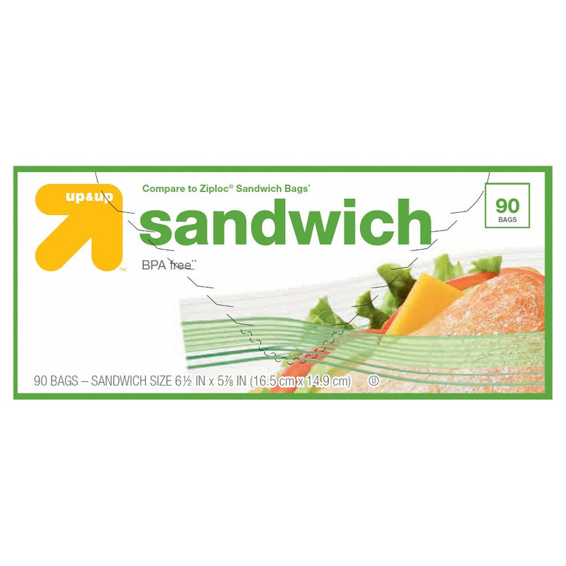 Double Zipper Sandwich Bags - 90ct - up & up™
