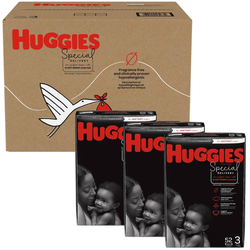 Huggies Special Delivery Hypoallergenic Baby Disposable Diapers Economy Plus Pack - Size 3 - 156ct