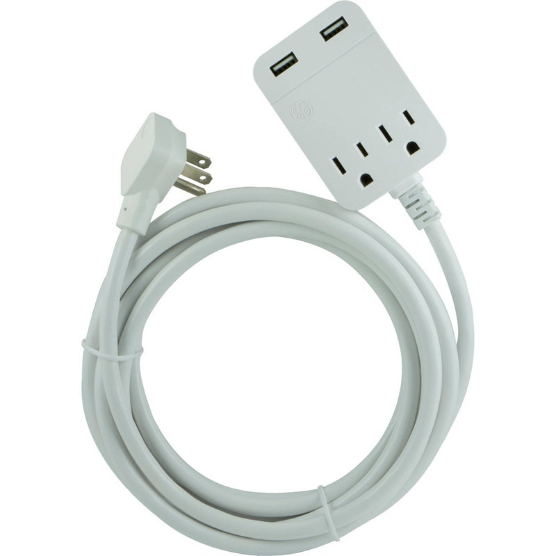 General Electric 12' 2.4A 2 USB 2 Outlets Surge Extension Cord White - SEE DETAILS