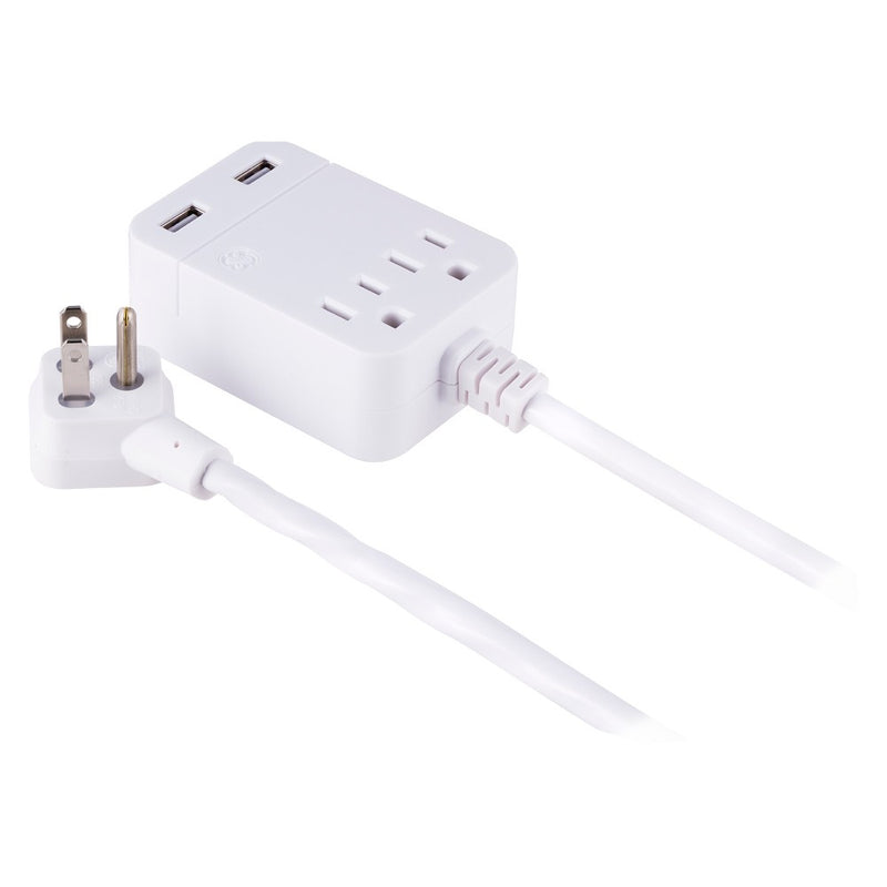 General Electric 12' 2.4A 2 USB 2 Outlets Surge Extension Cord White - SEE DETAILS