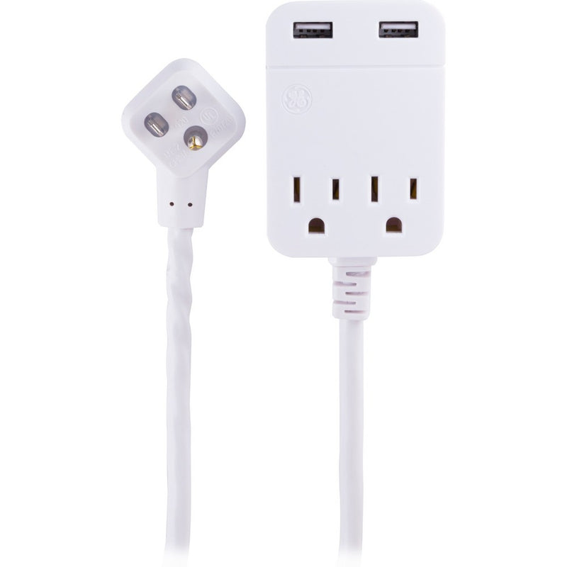 General Electric 12' 2.4A 2 USB 2 Outlets Surge Extension Cord White - SEE DETAILS