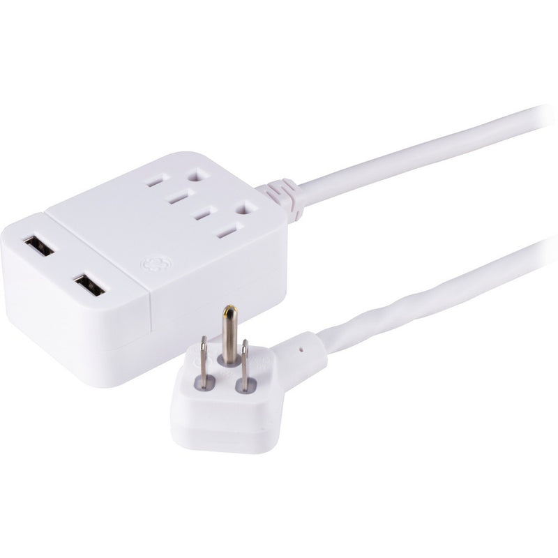 General Electric 12' 2.4A 2 USB 2 Outlets Surge Extension Cord White - SEE DETAILS