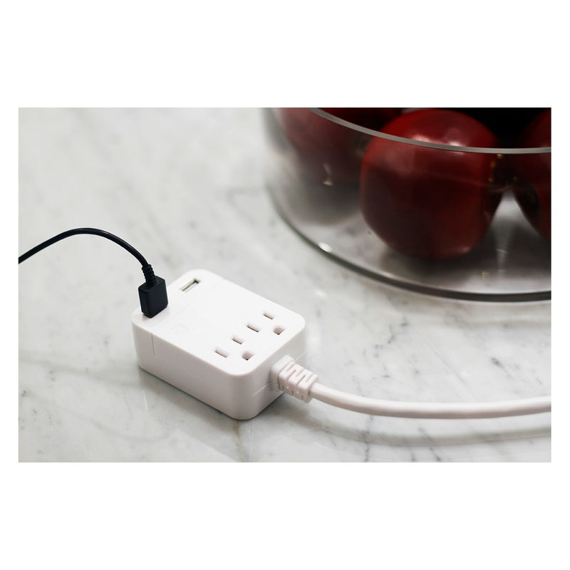 General Electric 12' 2.4A 2 USB 2 Outlets Surge Extension Cord White - SEE DETAILS