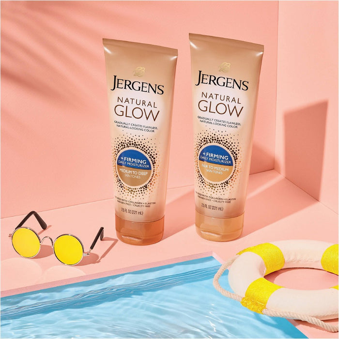 Jergens Natural Glow Firming Daily Moisturizer, Self Tanner Lotion, Medium To Tan Sunless Tanner - 7.5 fl oz