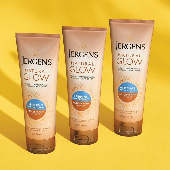 Jergens Natural Glow Firming Daily Moisturizer, Self Tanner Lotion, Medium To Tan Sunless Tanner - 7.5 fl oz