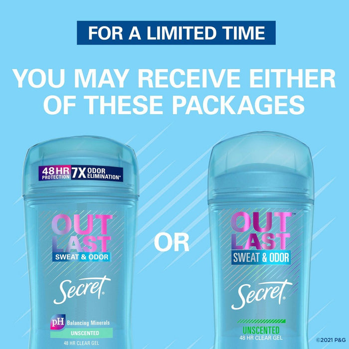 Secret Outlast Clear Gel Antiperspirant & Deodorant for Women Unscented - 2.6oz