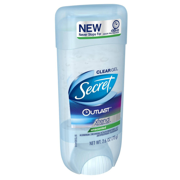 Secret Outlast Clear Gel Antiperspirant & Deodorant for Women Unscented - 2.6oz
