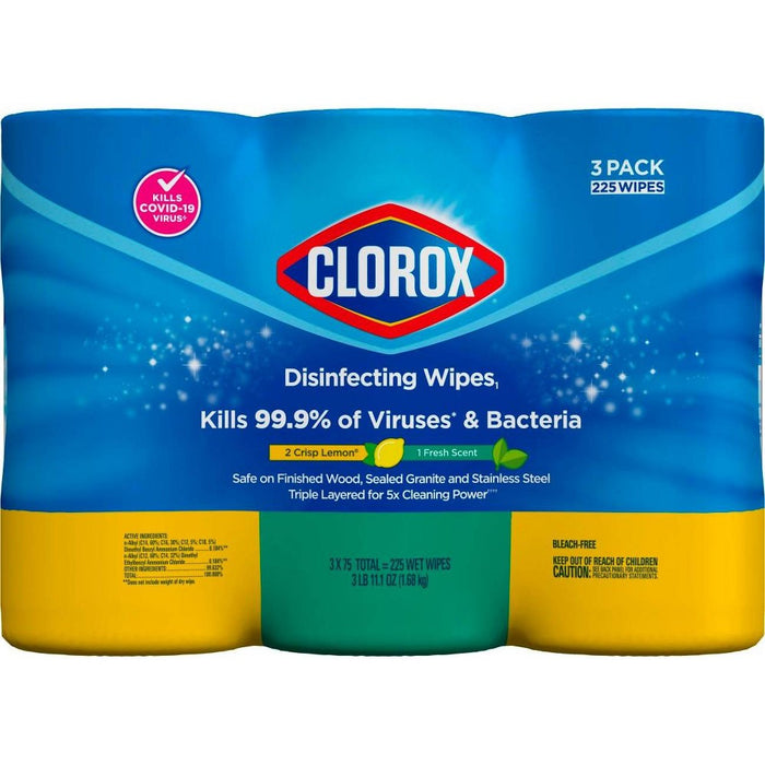 Clorox Disinfecting Wipes Value Pack Bleach Free Cleaning Wipes - 75ct Each/3pk