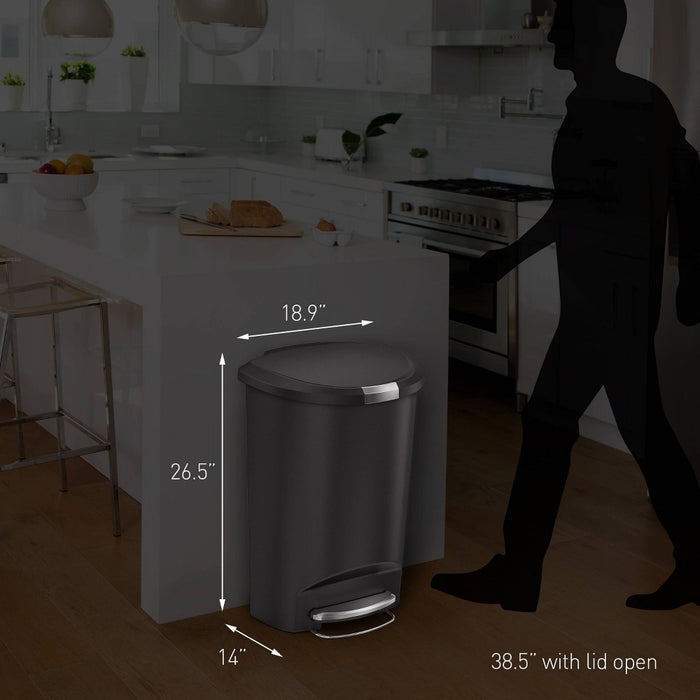 simplehuman 50L Semi Round Plastic Step Trash Can Black (LOCAL PICKUP ONLY)