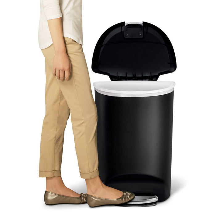 simplehuman 50L Semi Round Plastic Step Trash Can Black (LOCAL PICKUP ONLY)