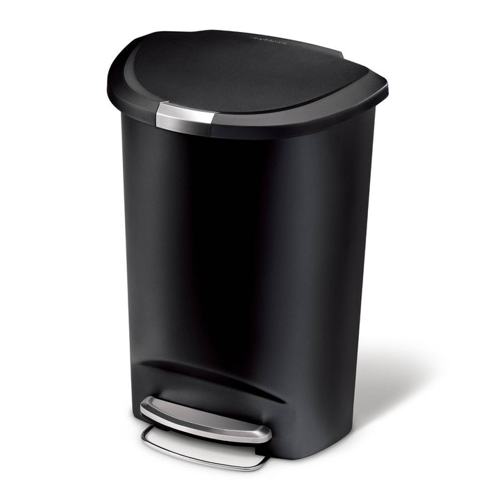 simplehuman 50L Semi Round Plastic Step Trash Can Black (LOCAL PICKUP ONLY)