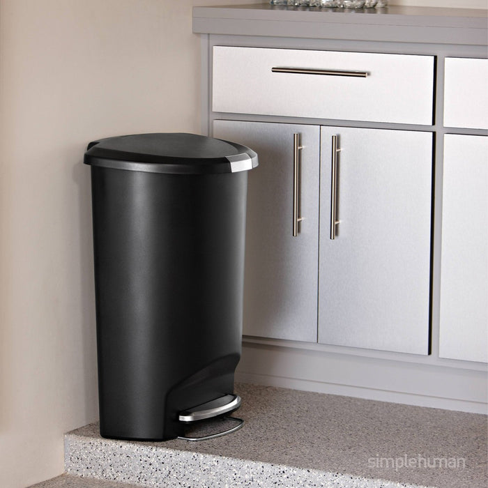 simplehuman 50L Semi Round Plastic Step Trash Can Black (LOCAL PICKUP ONLY)