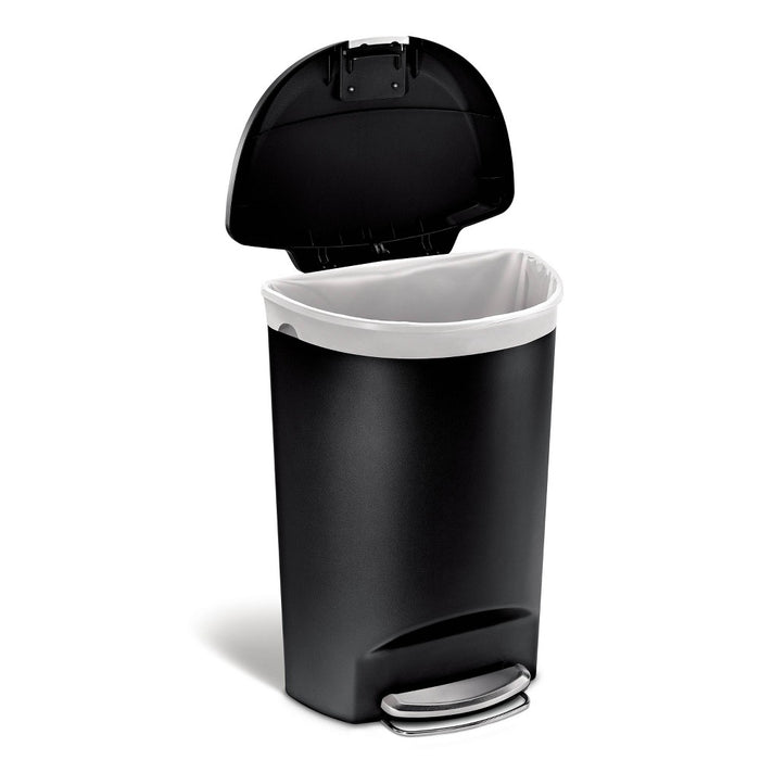 simplehuman 50L Semi Round Plastic Step Trash Can Black (LOCAL PICKUP ONLY)