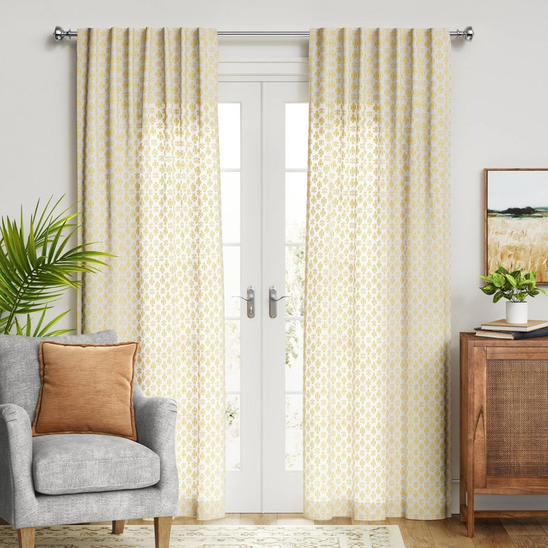 63"x50" Clipped Textured Light Filtering Curtain Panel Yellow - Threshold™*