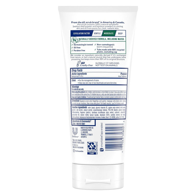 St. Ives Blackhead Clearing Face Scrub - Green Tea and Bamboo - 6oz EXP:04/2027