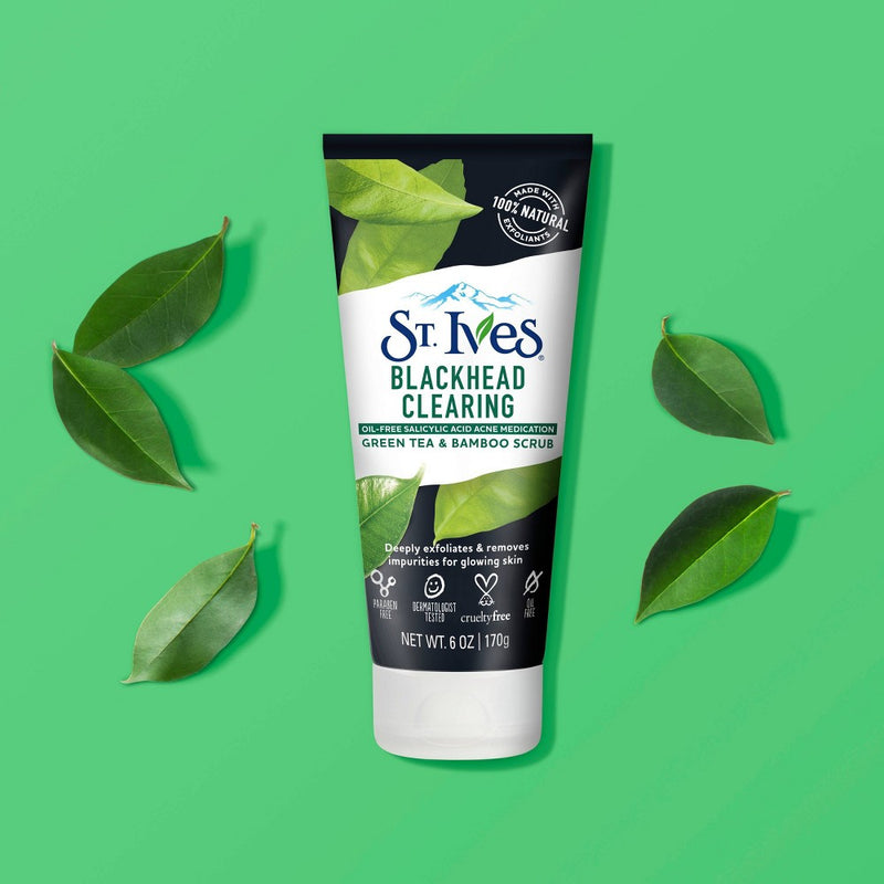 St. Ives Blackhead Clearing Face Scrub - Green Tea and Bamboo - 6oz EXP:04/2027