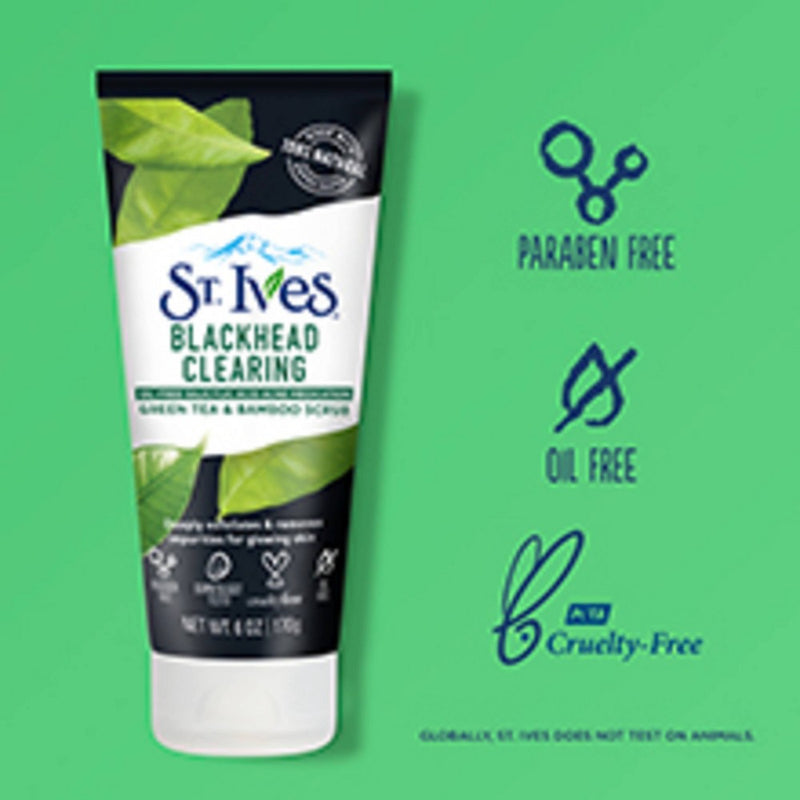 St. Ives Blackhead Clearing Face Scrub - Green Tea and Bamboo - 6oz EXP:04/2027