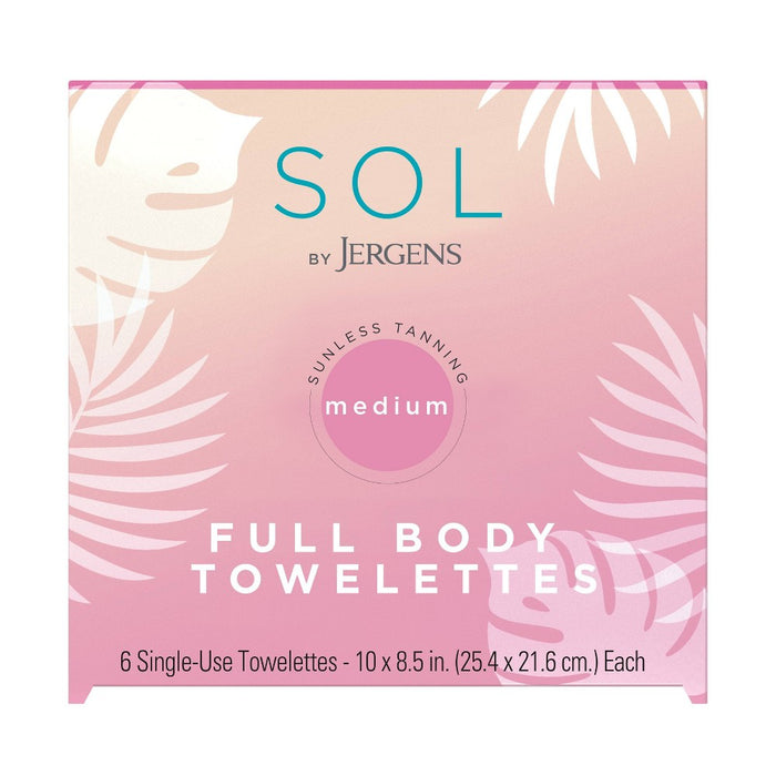 SOL by Jergens Sunless Tanning Full Body Towelettes, Self Tanner Wipes, Streak-Free - 1 ct