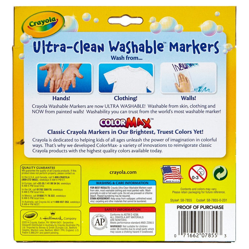 Crayola 10ct Washable Markers Broad Line - Bright Colors