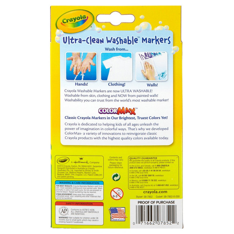 Crayola 10ct Ultra-Clean Washable Markers Fine Line Classic Colors